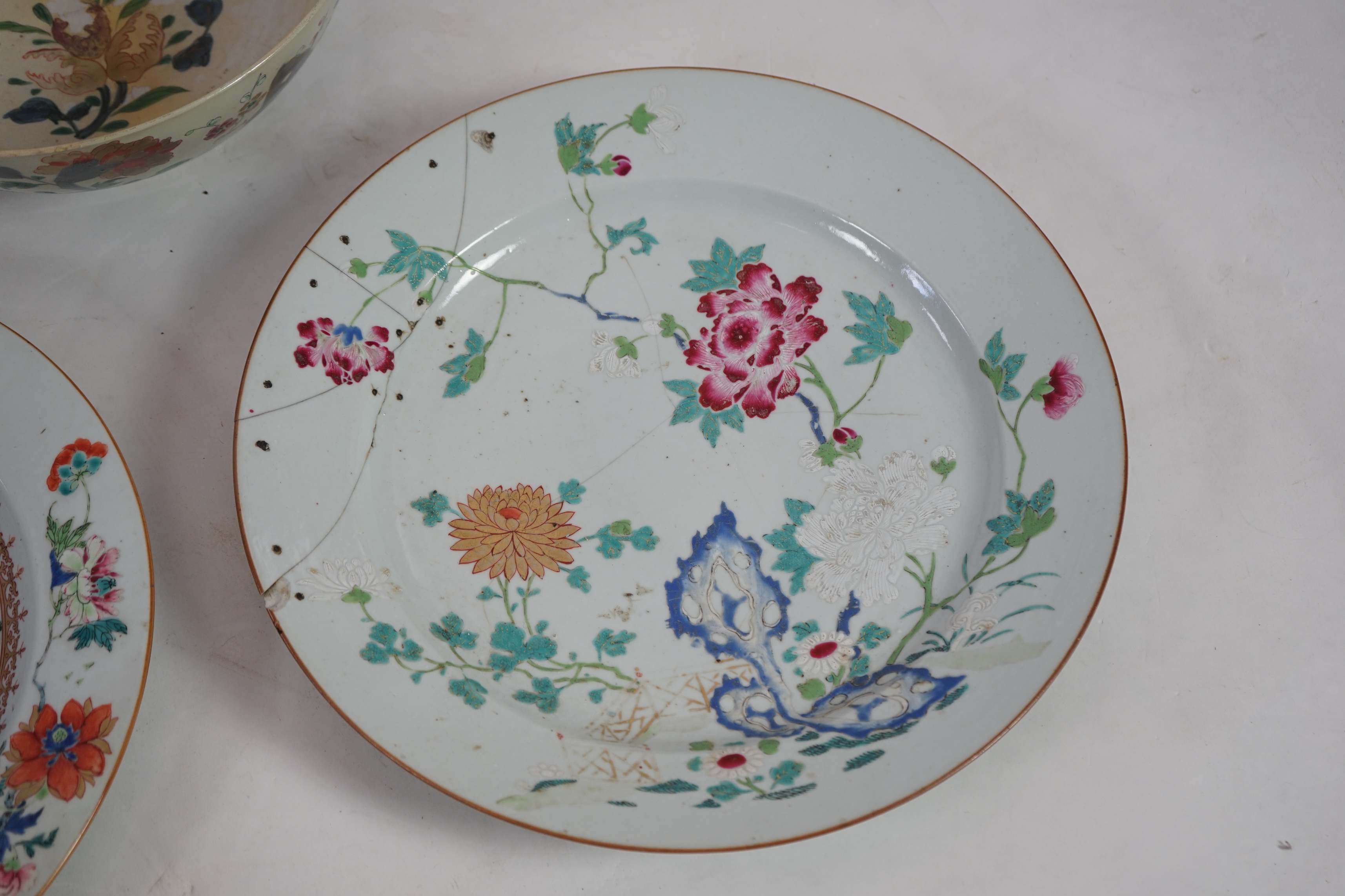 A Chinese famille rose ‘landscape’ dish, Qianlong